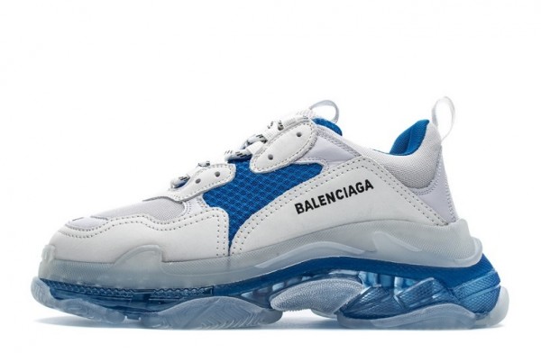 balenciaga triple s clear sole sneakers in navy blue